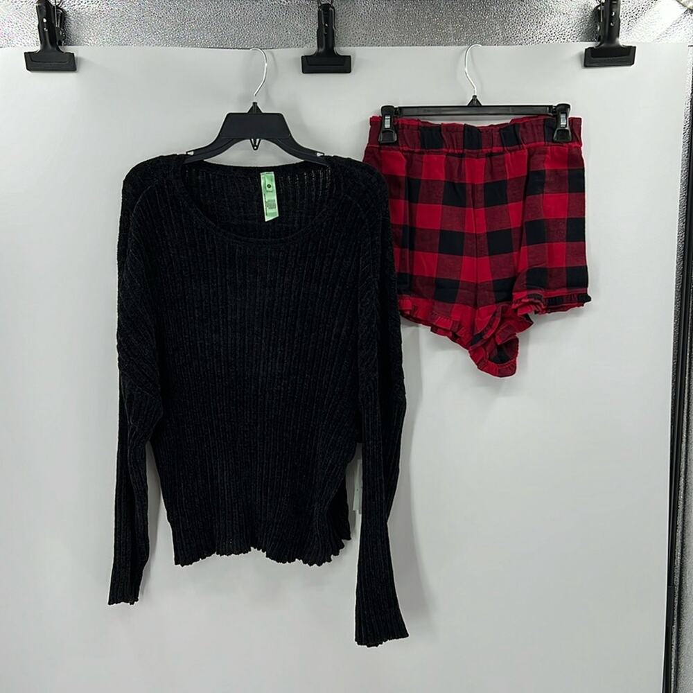 Honeydew Intimates Cabin Life Shortie Pajama Set - Black/Red - XL - NWT